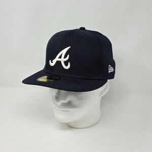 New Era MLB Atlanta Braves Team Navy Authentic Collection 59FIFTY Hat Cap 7 3/8‎